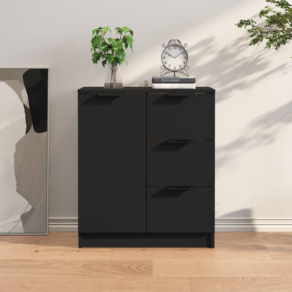 vidaXL Komoda čierna 60x30x70 cm kompozitné drevo