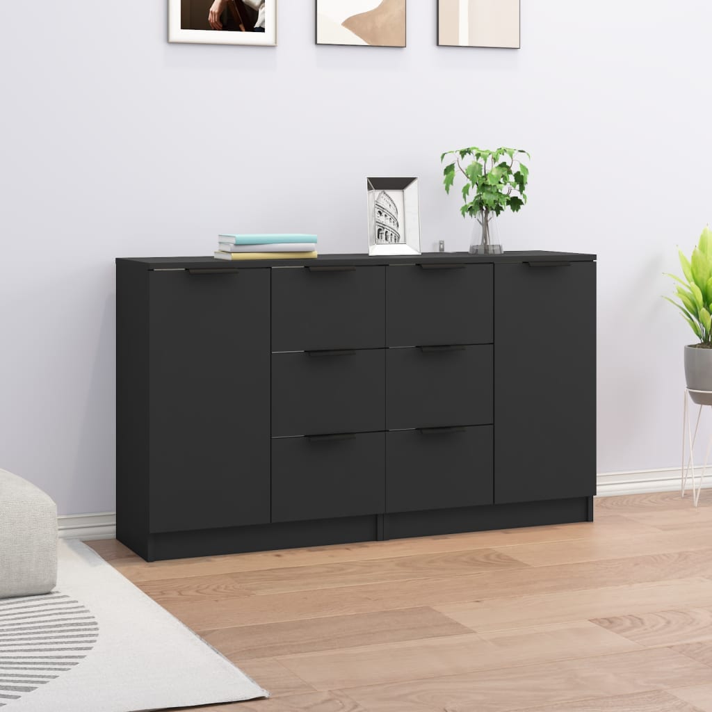 vidaXL Komody 2 ks čierna 60x30x70 cm spracované drevo