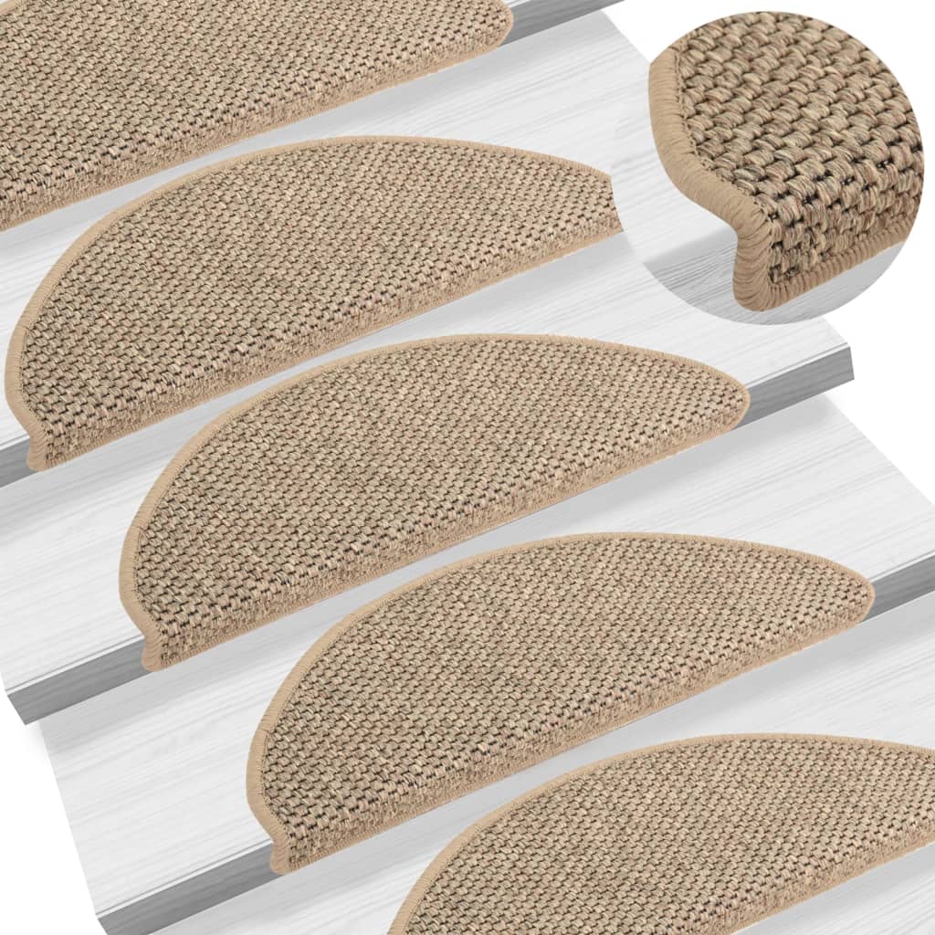 vidaXL Samolepiace nášľapy na schody vzhľad sisalu 15 ks 65x21x4 cm