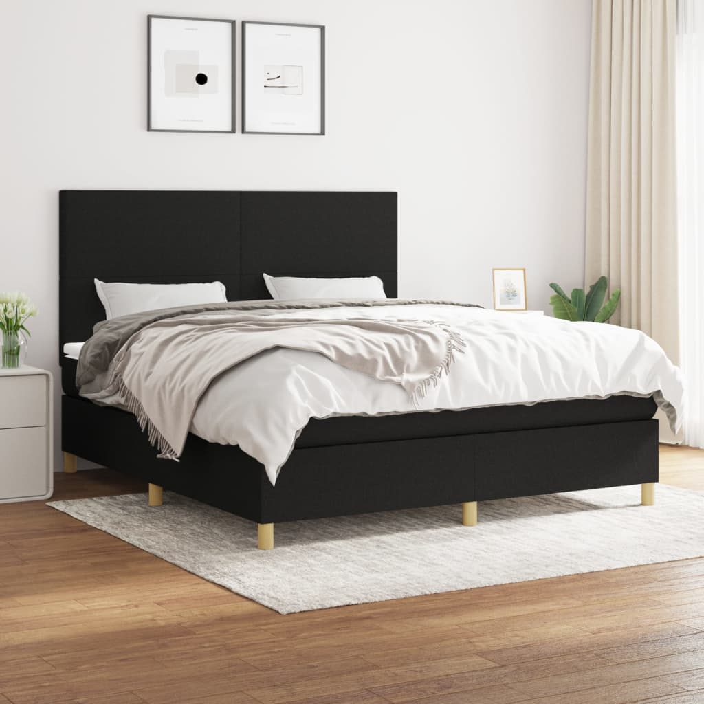 vidaXL Posteľný rám boxspring s matracom čierny 180x200 cm látka