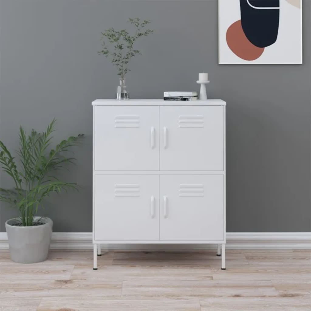 vidaXL Úložná skrinka biela 80x35x101,5 cm oceľ