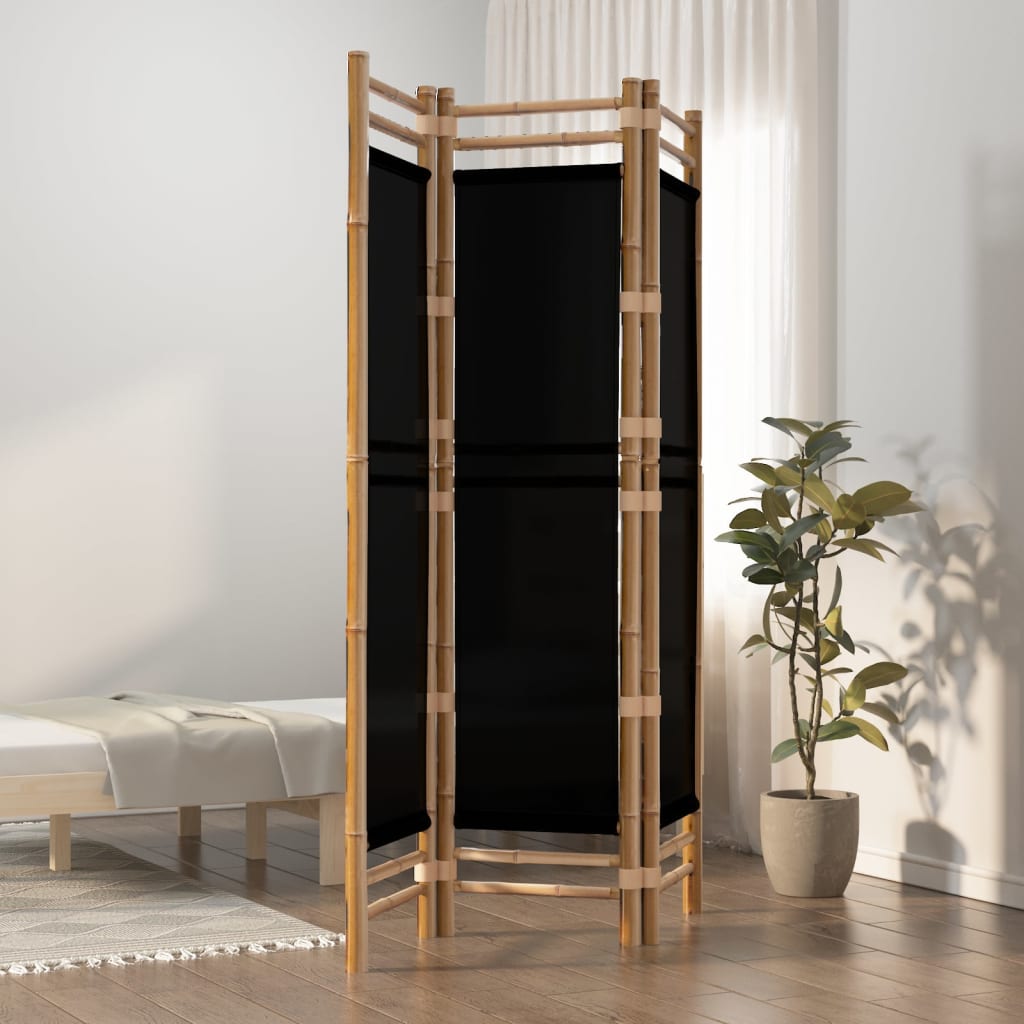 vidaXL Skladací 3-panelový paraván 120 cm bambus a plátno