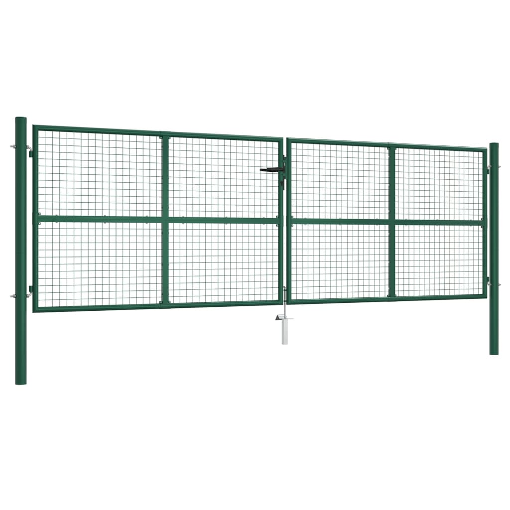vidaXL Drôtená záhradná brána, oceľ 400x125 cm, zelená