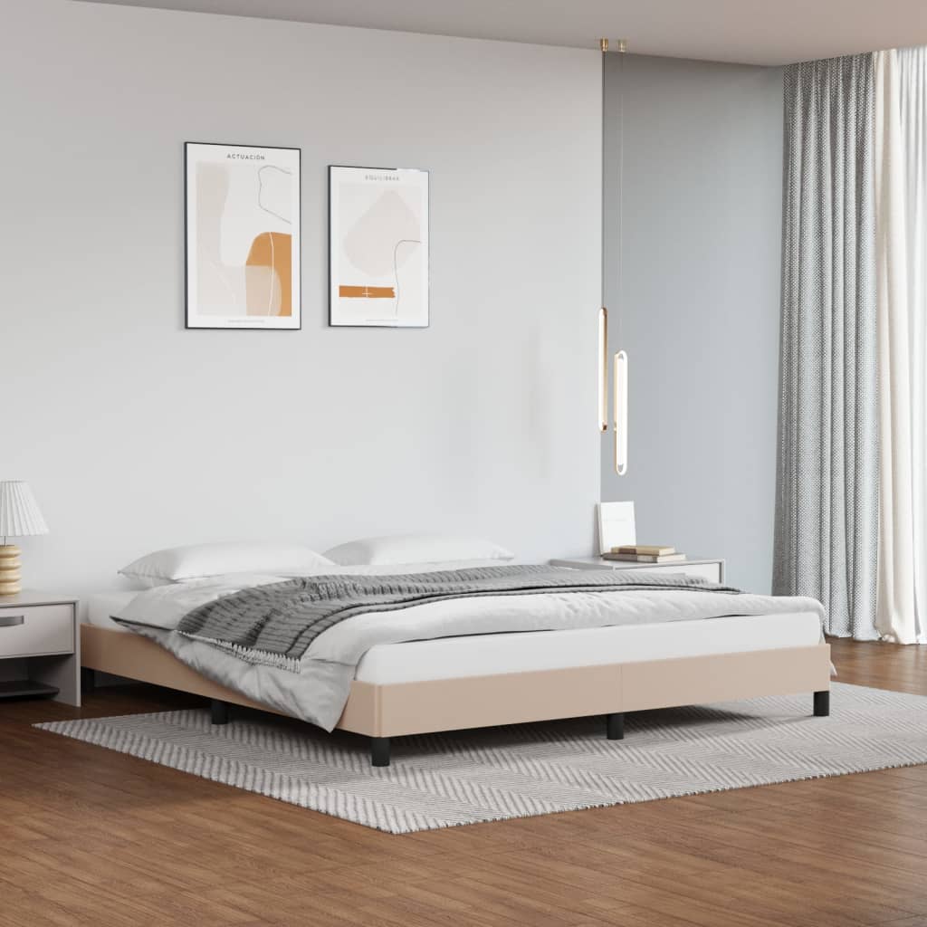 vidaXL Posteľný rám kapučínový 160x200 cm umelá koža