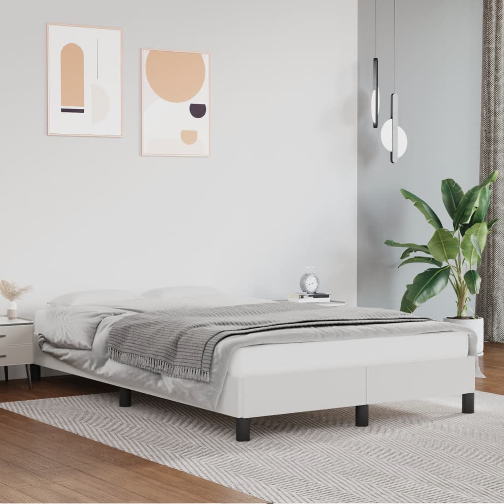 vidaXL Posteľný rám biely 120x200 cm umelá koža