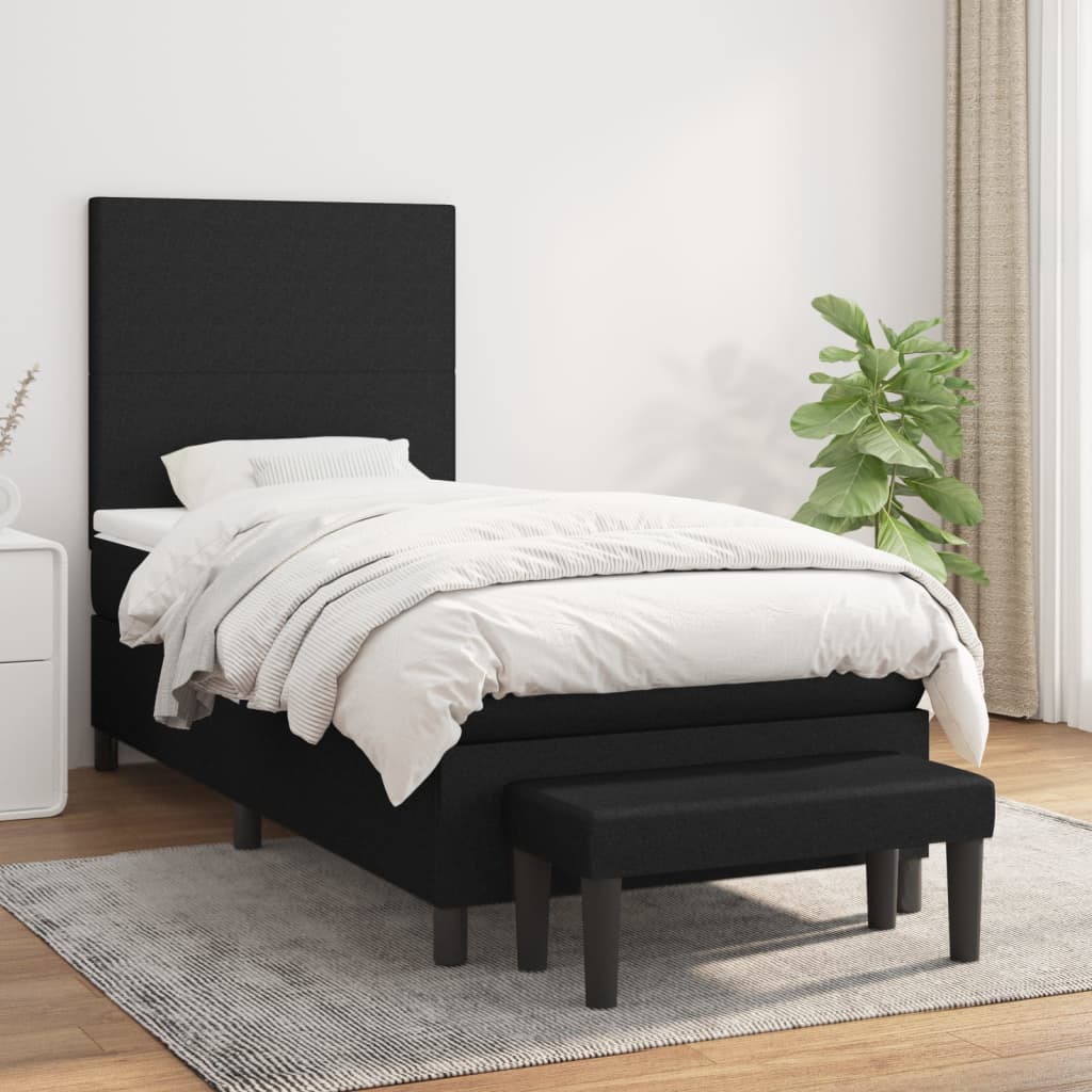 vidaXL Posteľný rám boxspring s matracom čierny 90x190 cm látka
