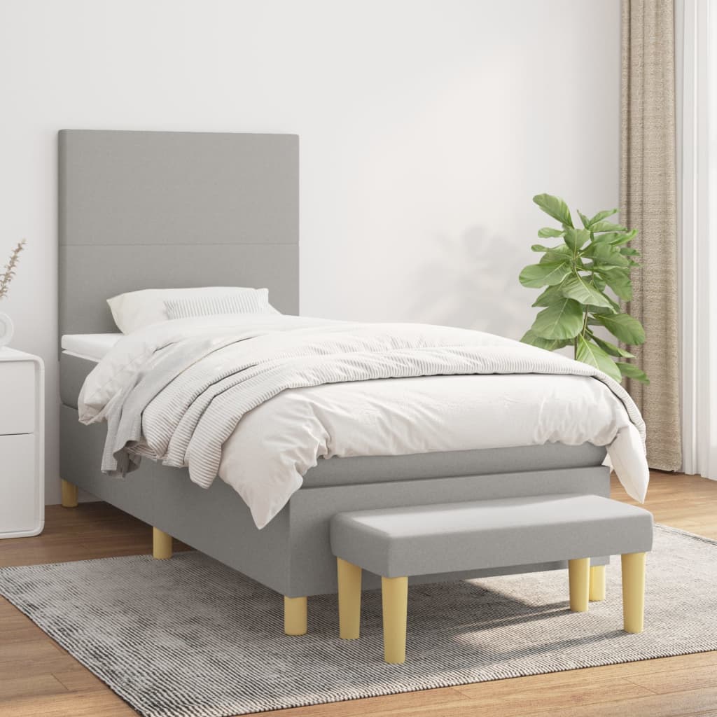 vidaXL Posteľný rám boxsping s matracom bledosivý 80x200 cm látka