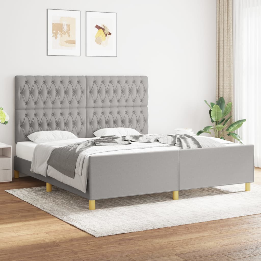 vidaXL Posteľný rám s čelom bledosivý 160x200 cm látka