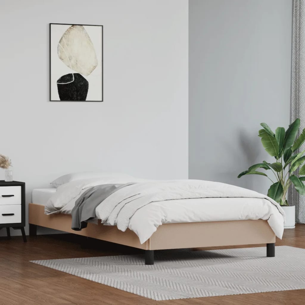 vidaXL Posteľný rám kapučínový 100x200 cm umelá koža