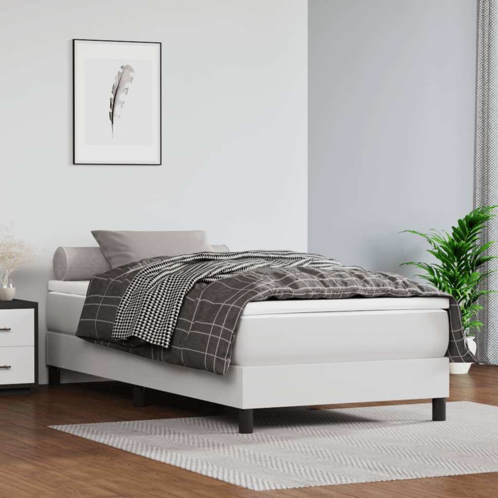 vidaXL Posteľný rám biely 100x200 cm umelá koža