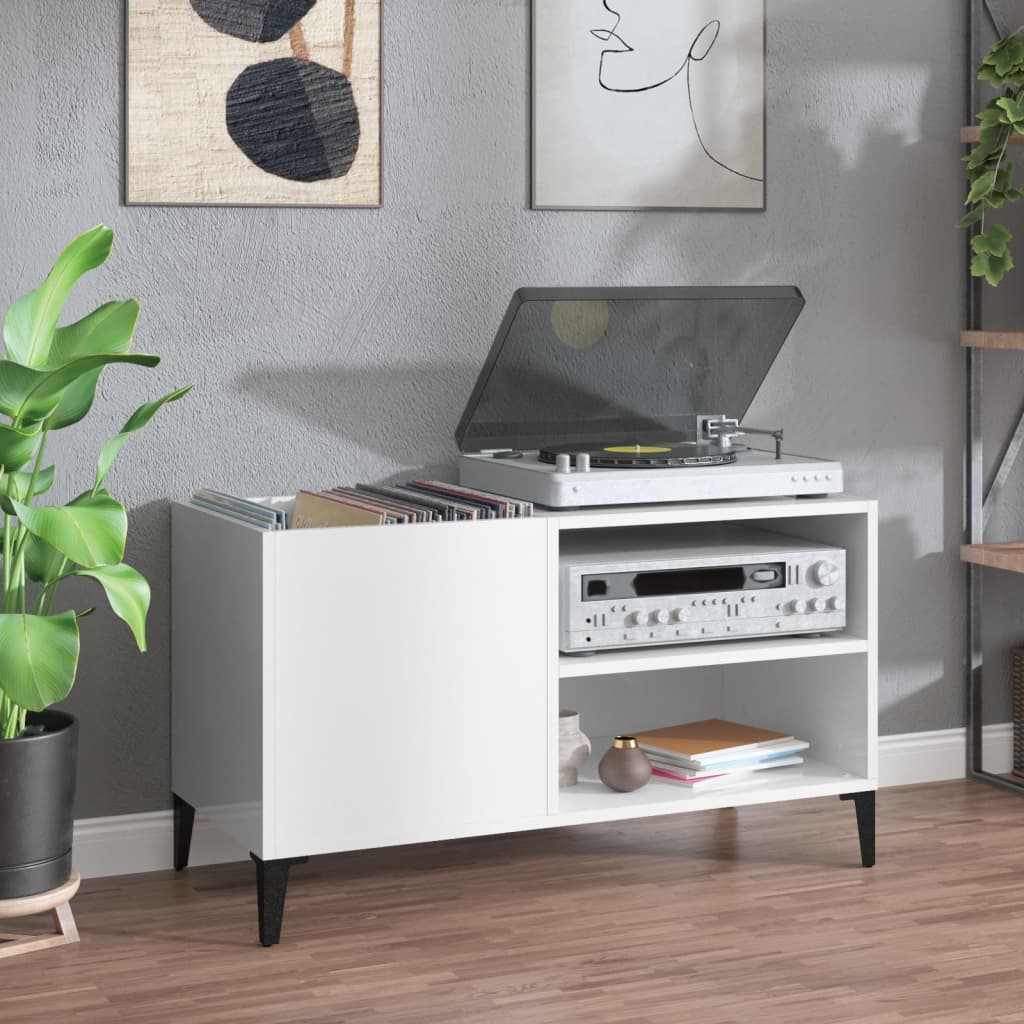 vidaXL Skrinka na platne lesklá biela 84,5x38x48 cm kompozitné drevo