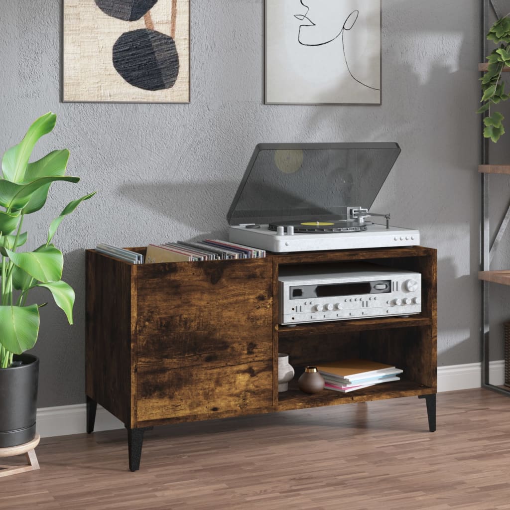vidaXL Skrinka na platne dymový dub 84,5x38x48 cm kompozitné drevo