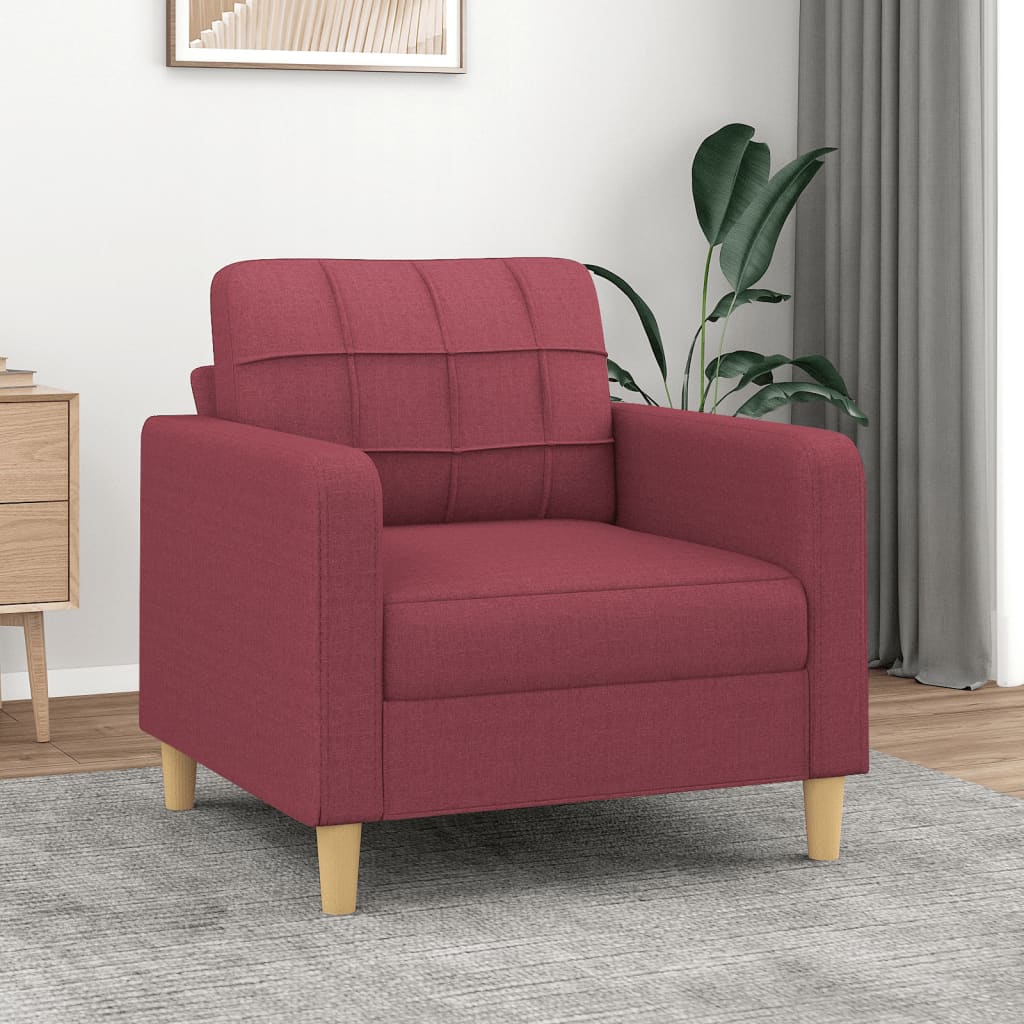 vidaXL Jednomiestna pohovka, vínovo červená 60 cm, látka