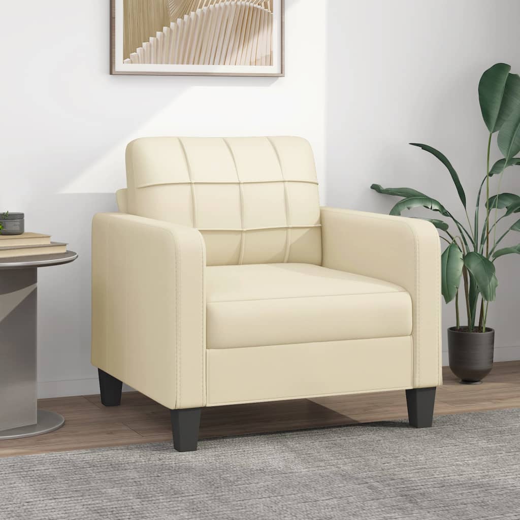 vidaXL Kreslo krémové 60 cm umelá koža