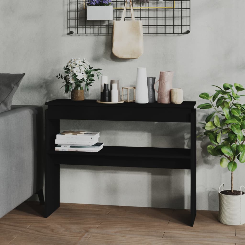 vidaXL Konzolový stolík čierny 102x30x80 cm drevotrieska