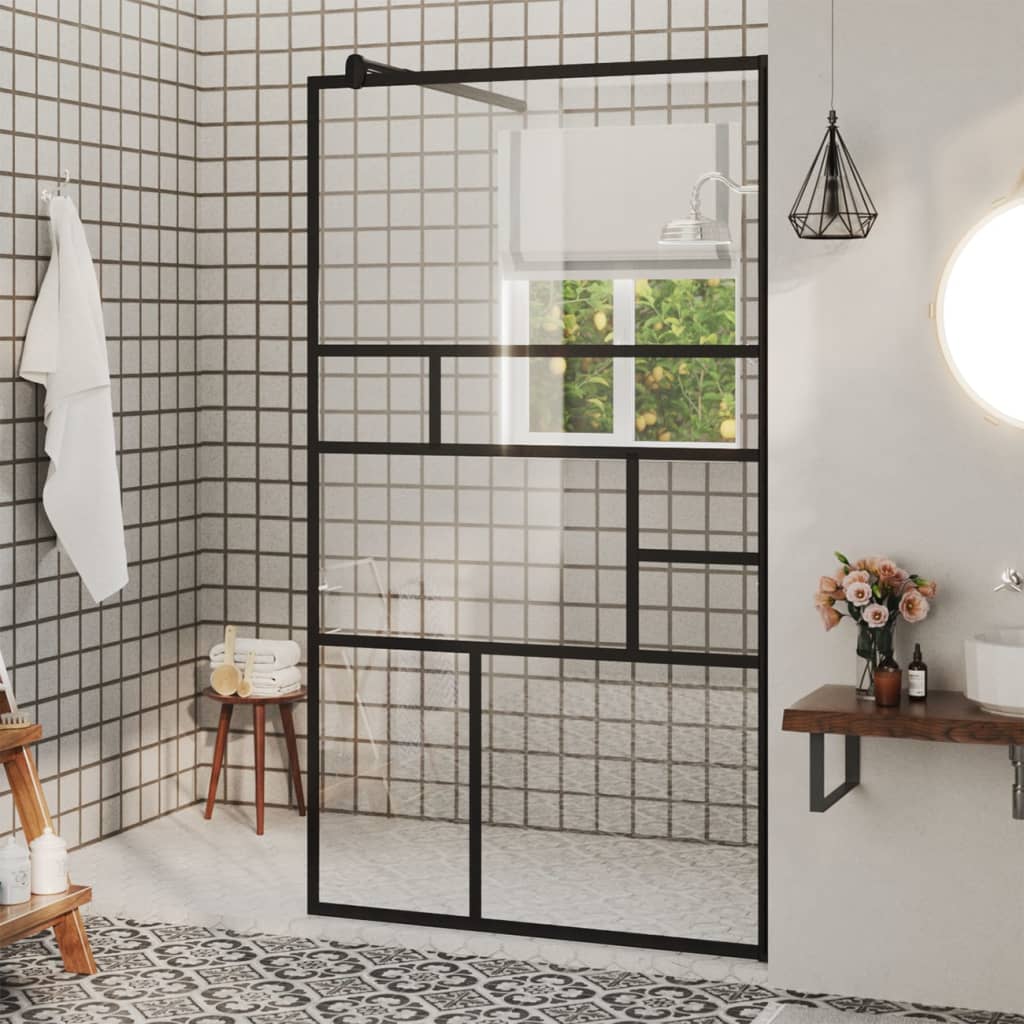 vidaXL Sprchová zástena z priehľadného ESG skla 90x195 cm čierna