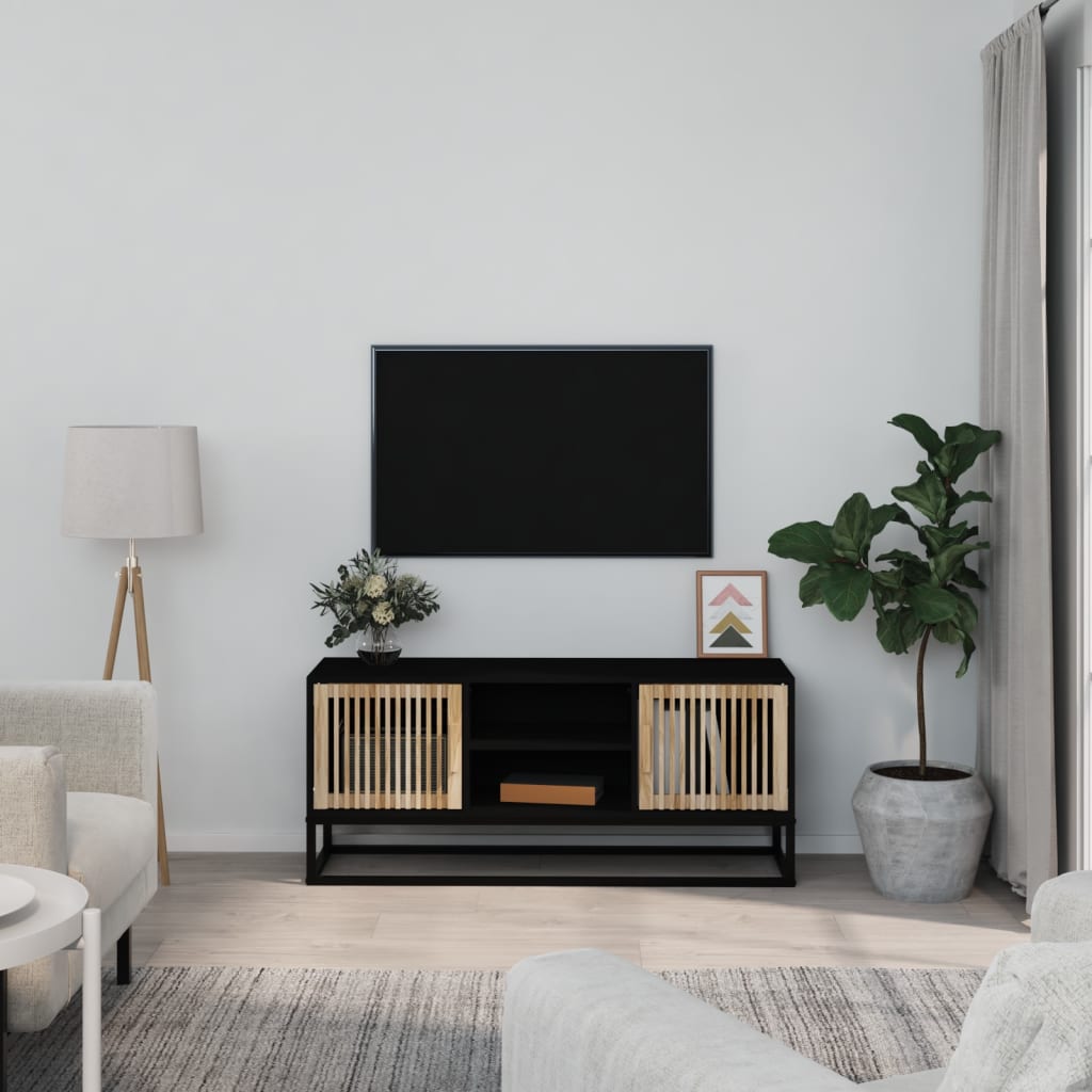 vidaXL TV skrinka čierna 105x30x45 cm kompozitné drevo a železo