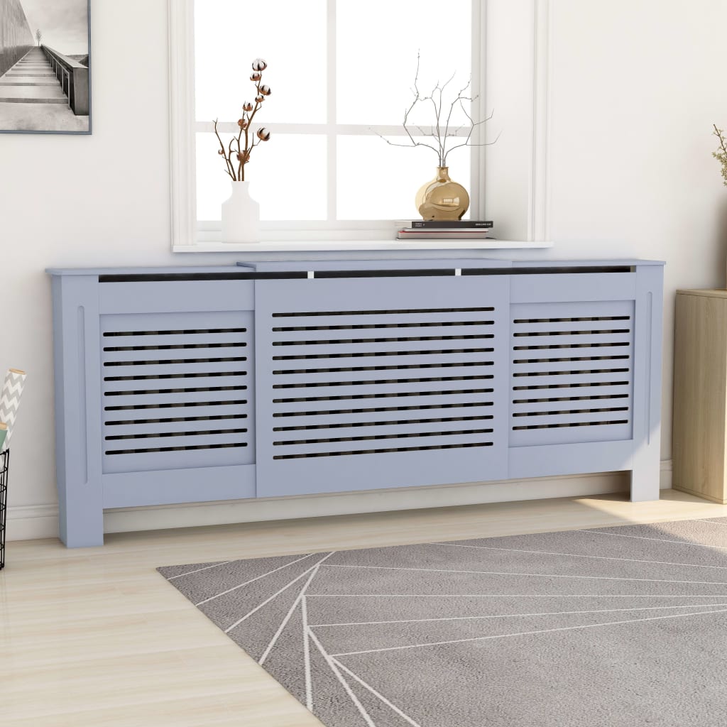 vidaXL Kryt na radiátor sivý 205 cm MDF