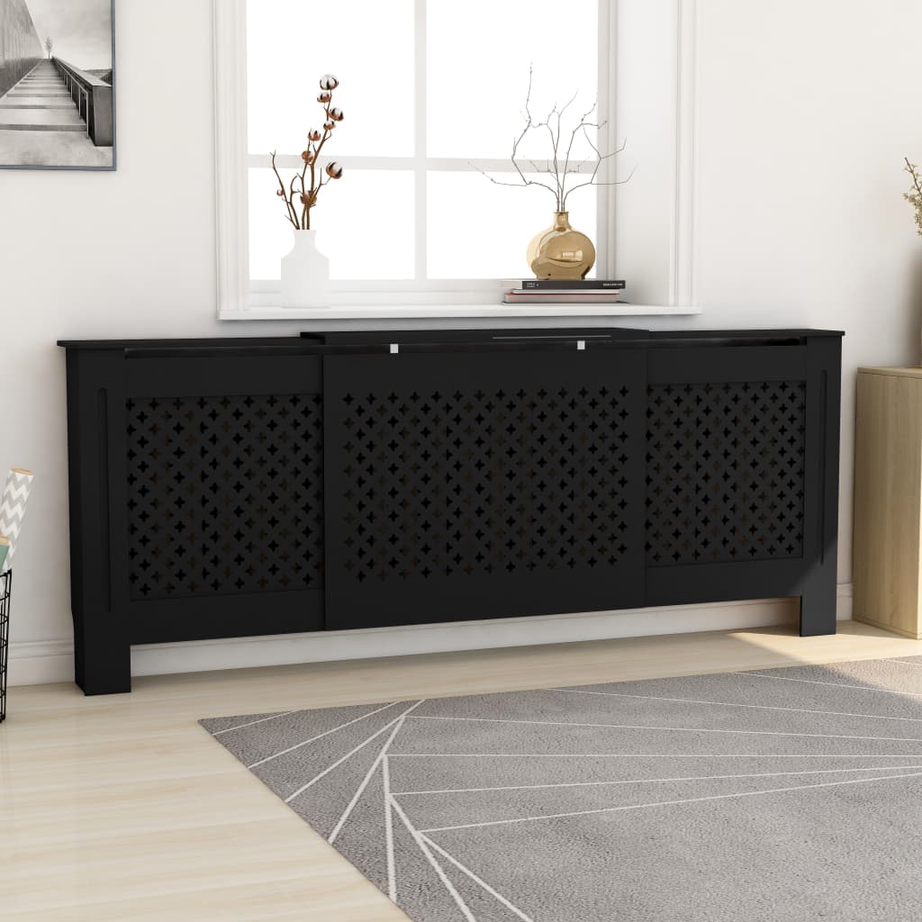 vidaXL Kryt na radiátor čierny 205 cm MDF
