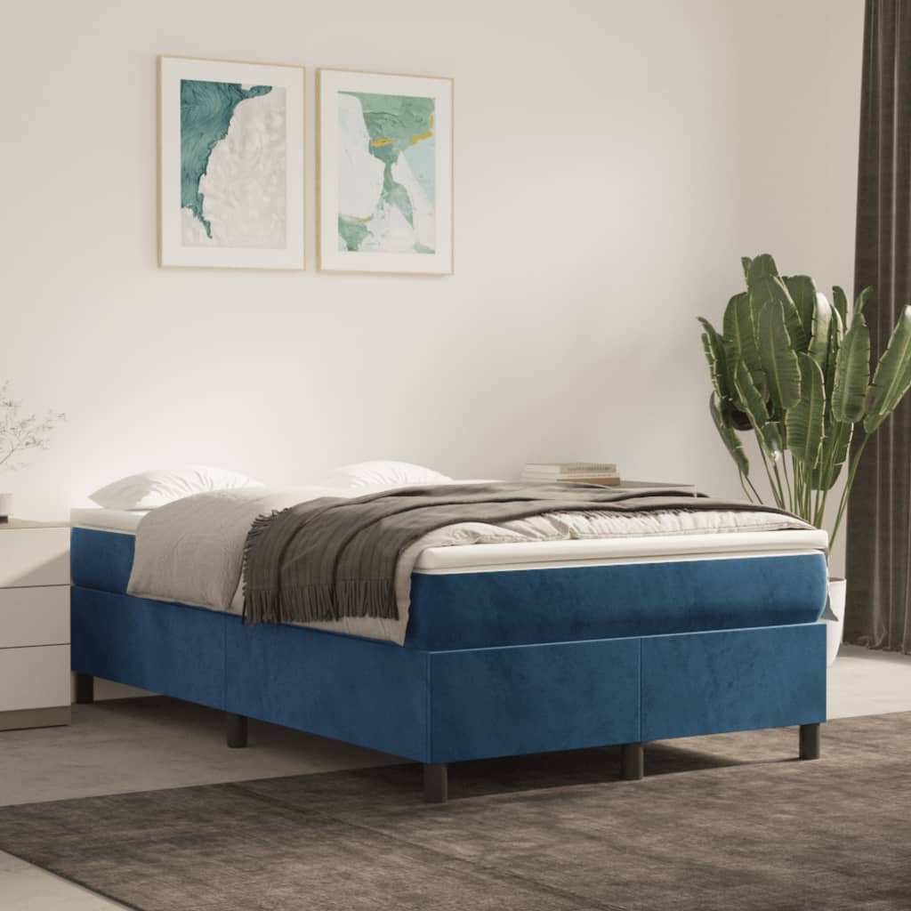 vidaXL Posteľný rám na boxspring tmavomodrý 120x200 cm zamat