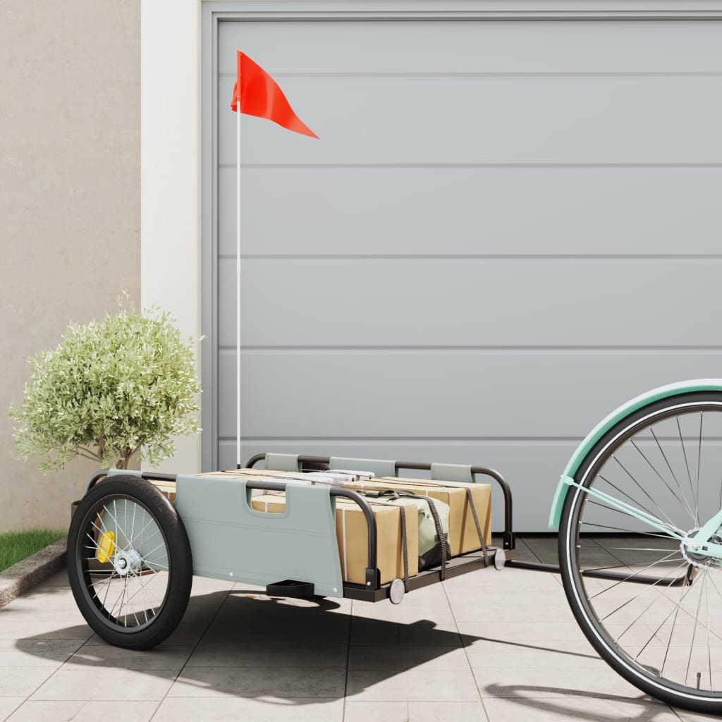 vidaXL Príves na bicykel, sivý, oxfordská látka, železo