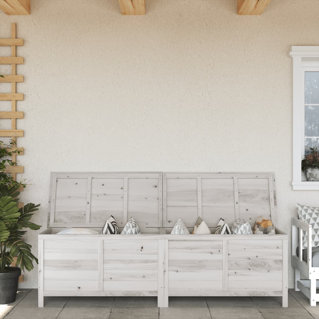 vidaXL Záhradný úložný box biely 198,5x50x56,5 cm jedľové drevo