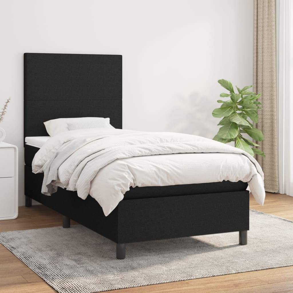 vidaXL Posteľný rám boxspring s matracom čierny 80x200 cm látka