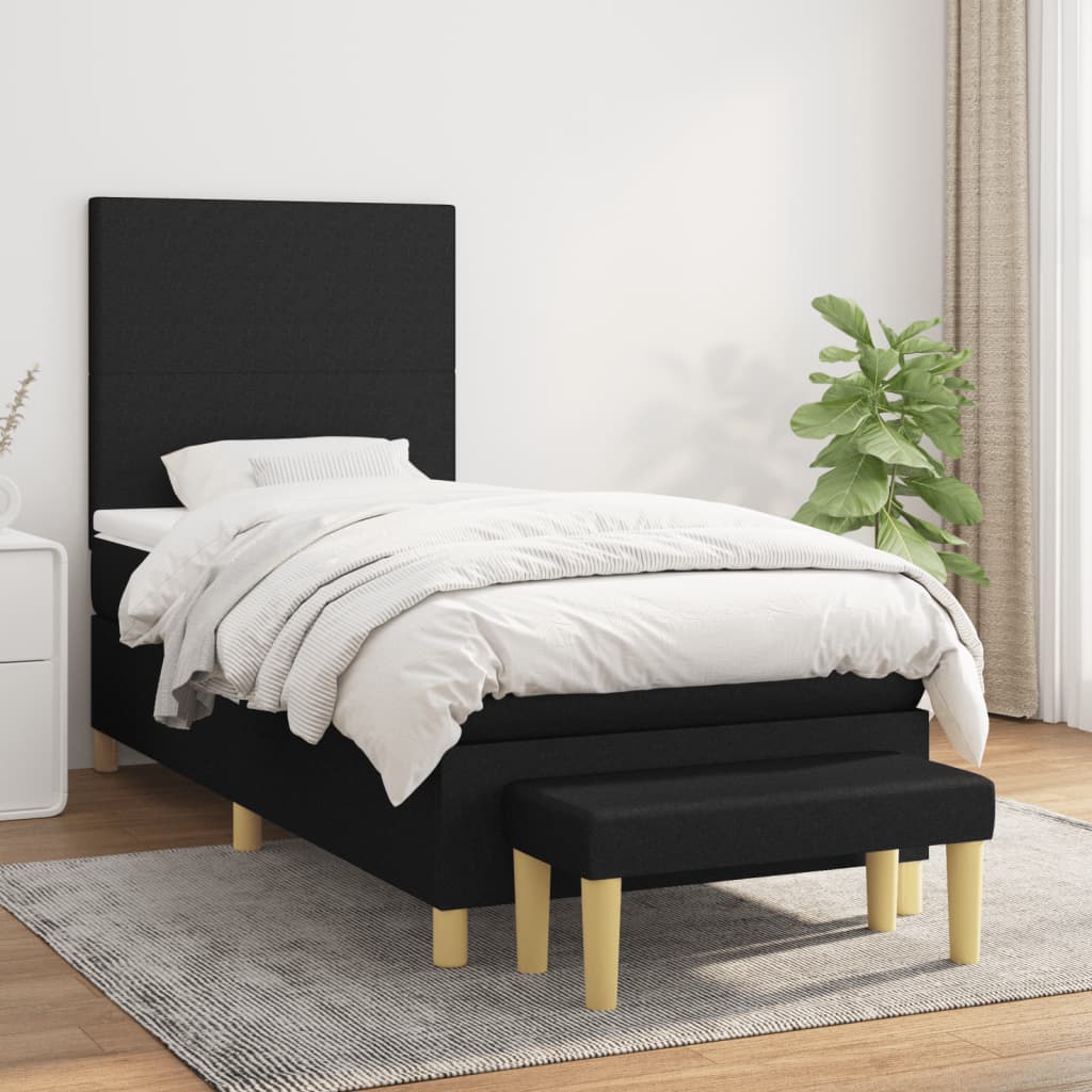 vidaXL Posteľný rám boxspring s matracom čierny 80x200 cm látka