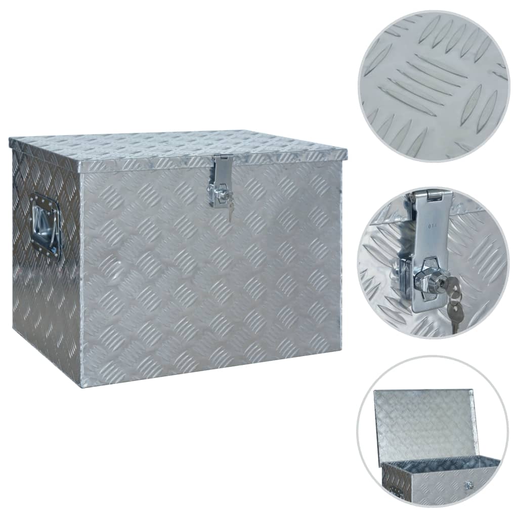 vidaXL Hliníková bednička 610x430x455 mm strieborná