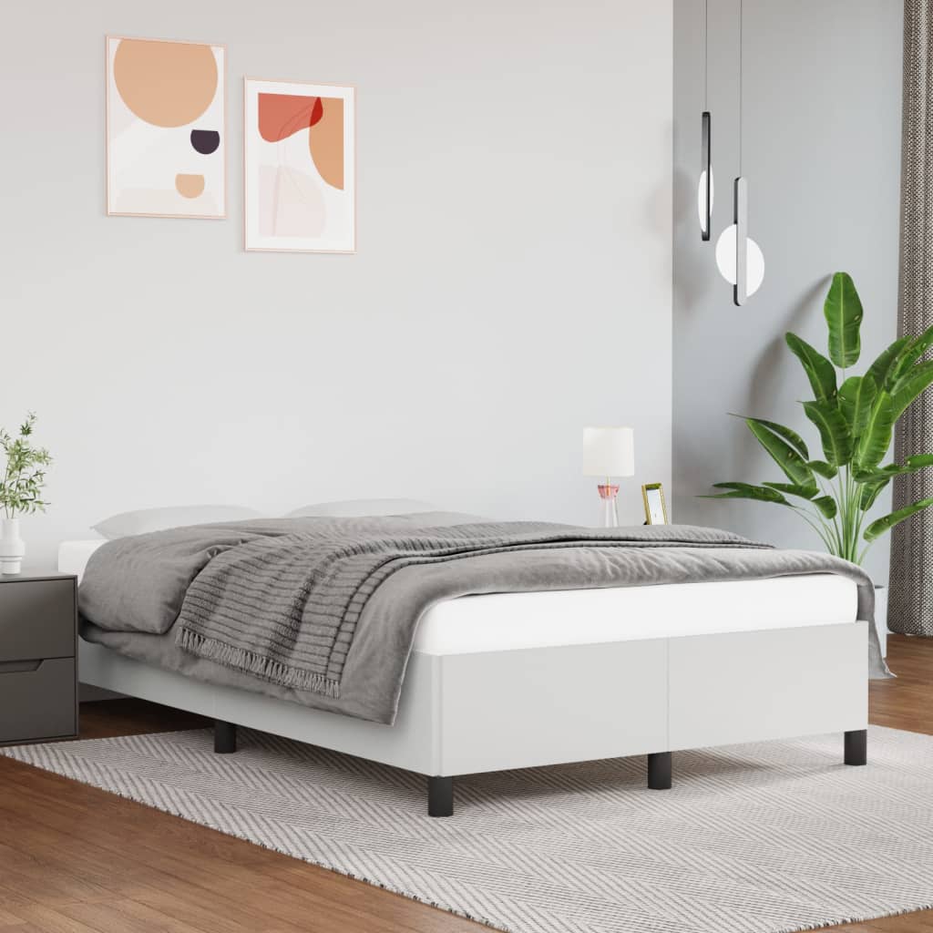 vidaXL Posteľný rám biely 120x200 cm umelá koža