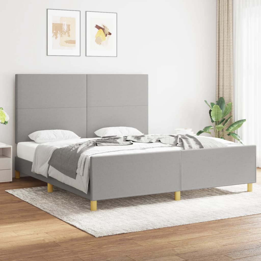 vidaXL Posteľný rám s čelom bledosivý 160x200 cm látka