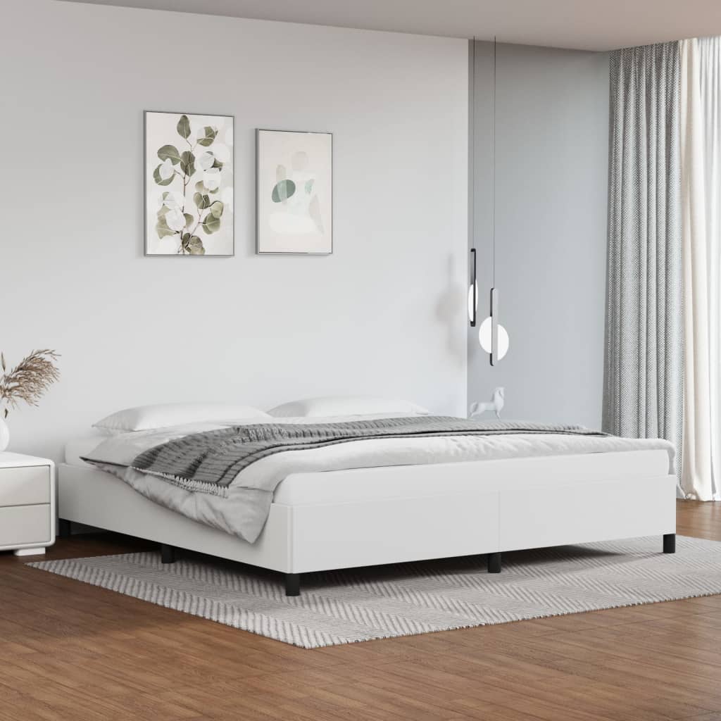 vidaXL Posteľný rám biely 200x200 cm umelá koža