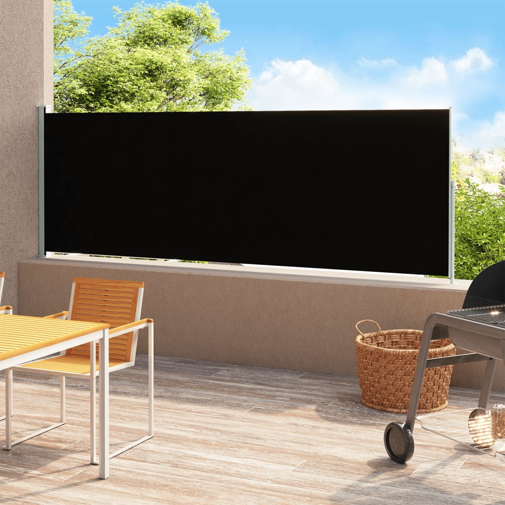 vidaXL Zaťahovacia bočná markíza na terasu 180x500 cm čierna