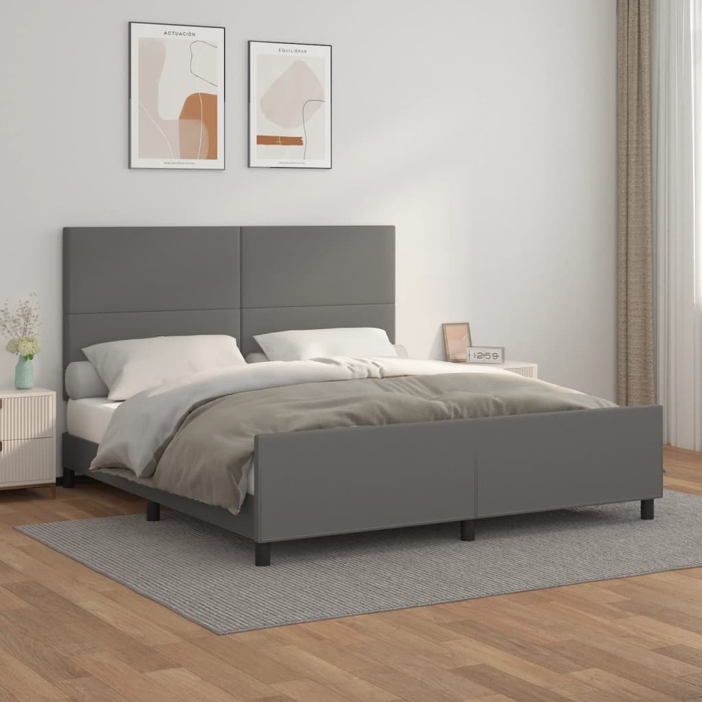 vidaXL Posteľný rám s čelom sivý 180x200 cm umelá koža