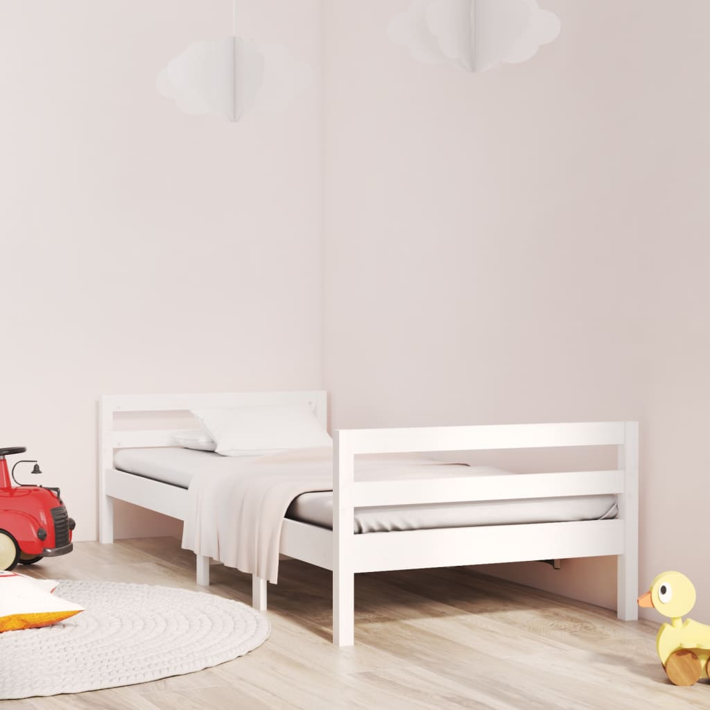 vidaXL Posteľný rám biely 75x190 cm borovicový masív