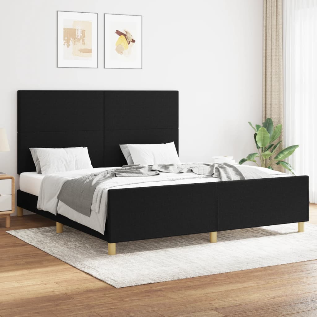 vidaXL Posteľný rám s čelom čierny 160x200 cm látka