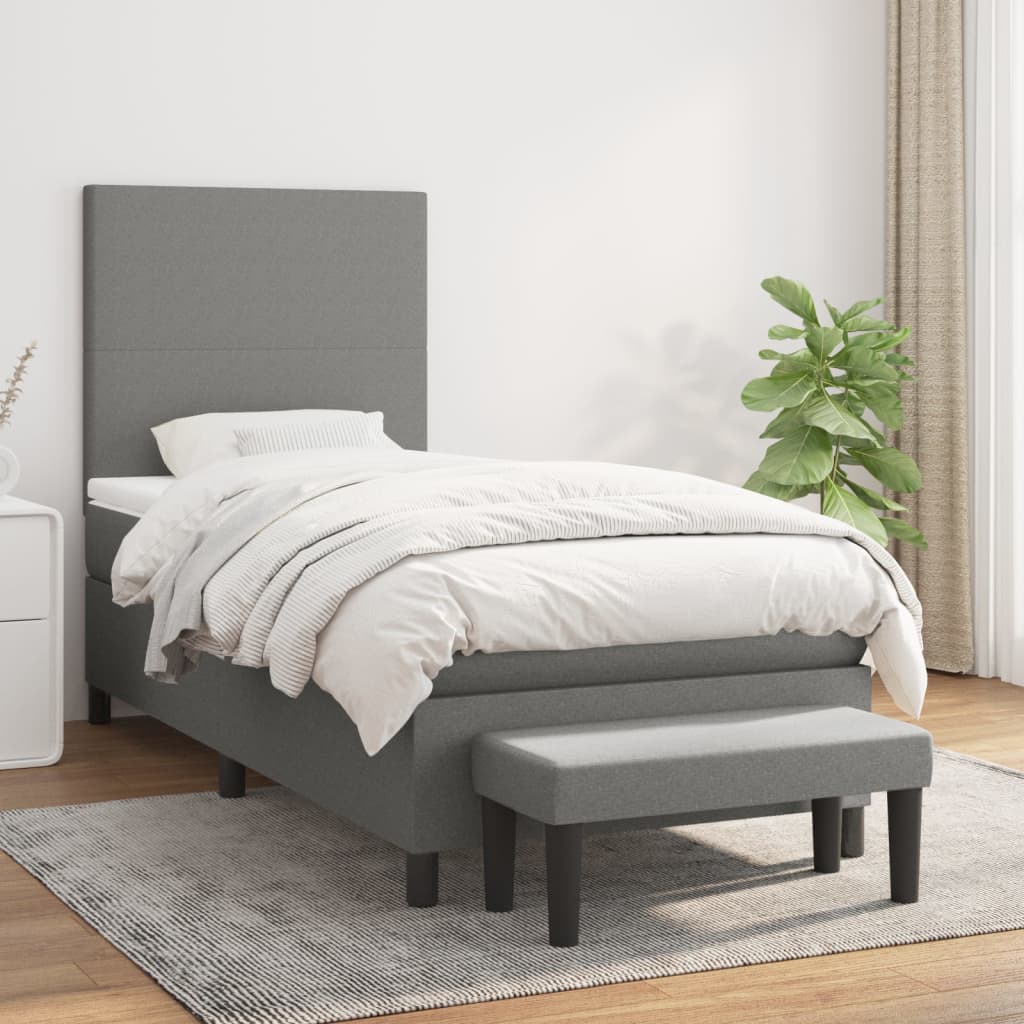 vidaXL Posteľný rám boxsping s matracom tmavosivý 80x200 cm látka