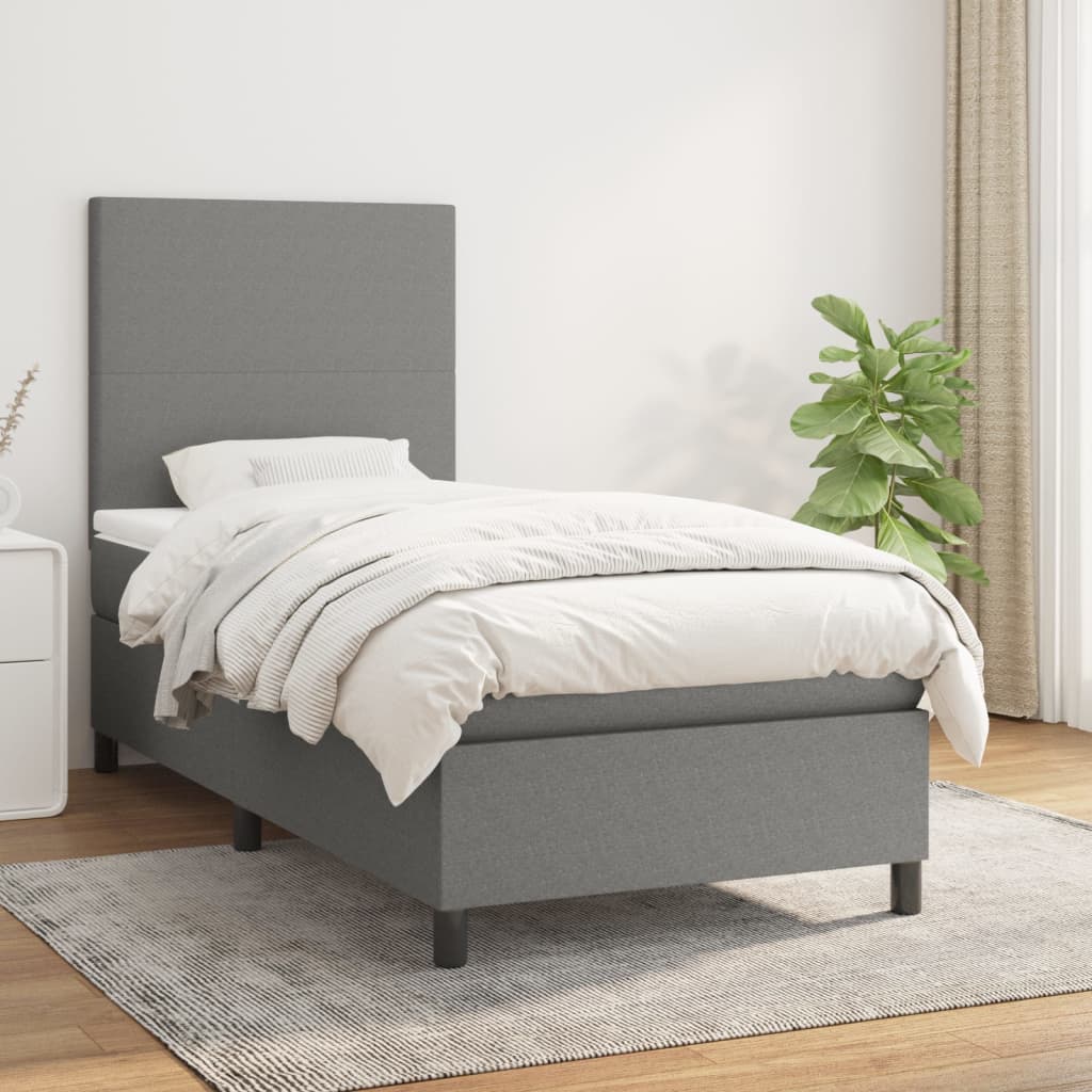 vidaXL Posteľný rám boxsping s matracom tmavosivý 80x200 cm látka