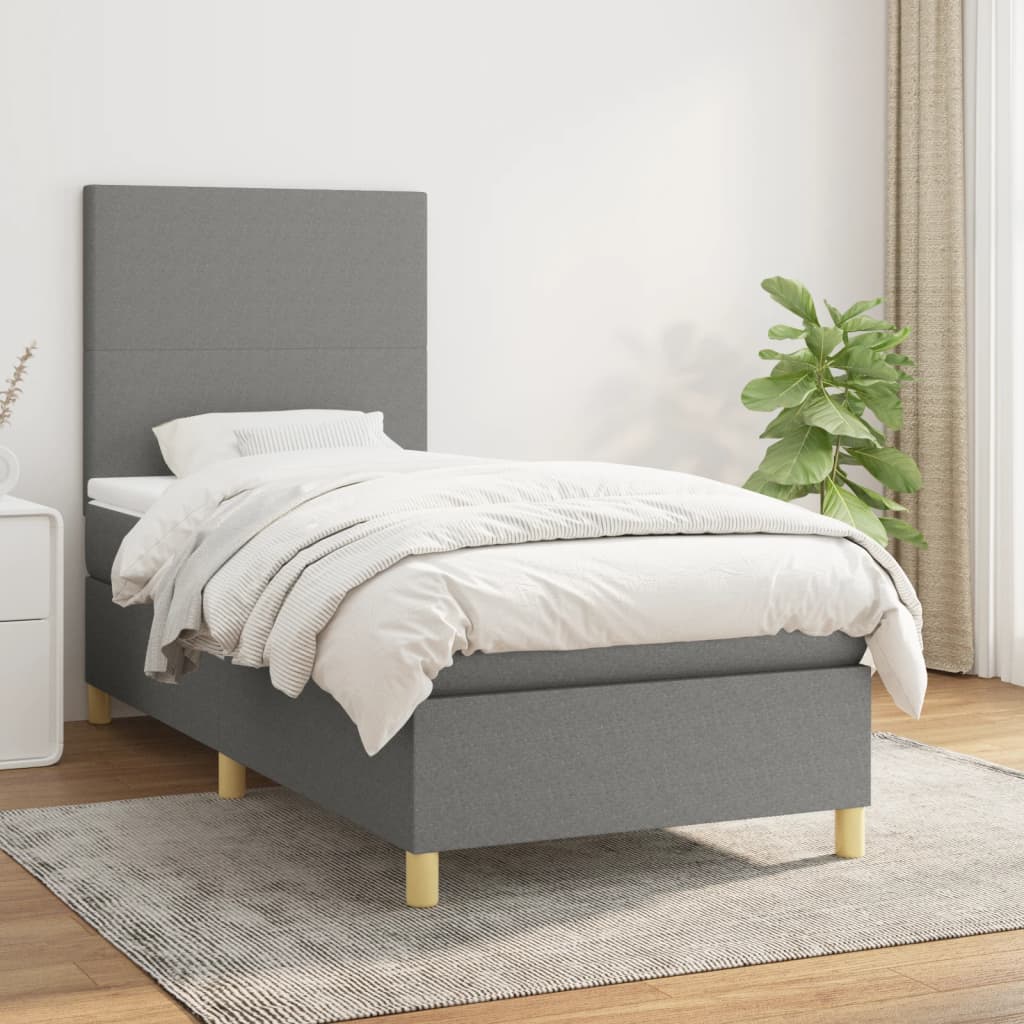 vidaXL Posteľný rám boxsping s matracom tmavosivý 80x200 cm látka