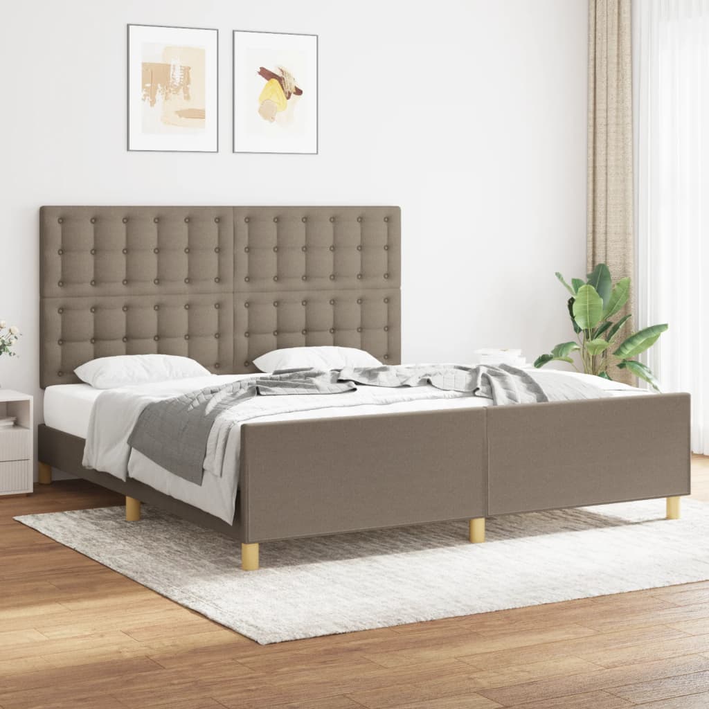 vidaXL Posteľný rám s čelom sivohnedý 180x200 cm látka