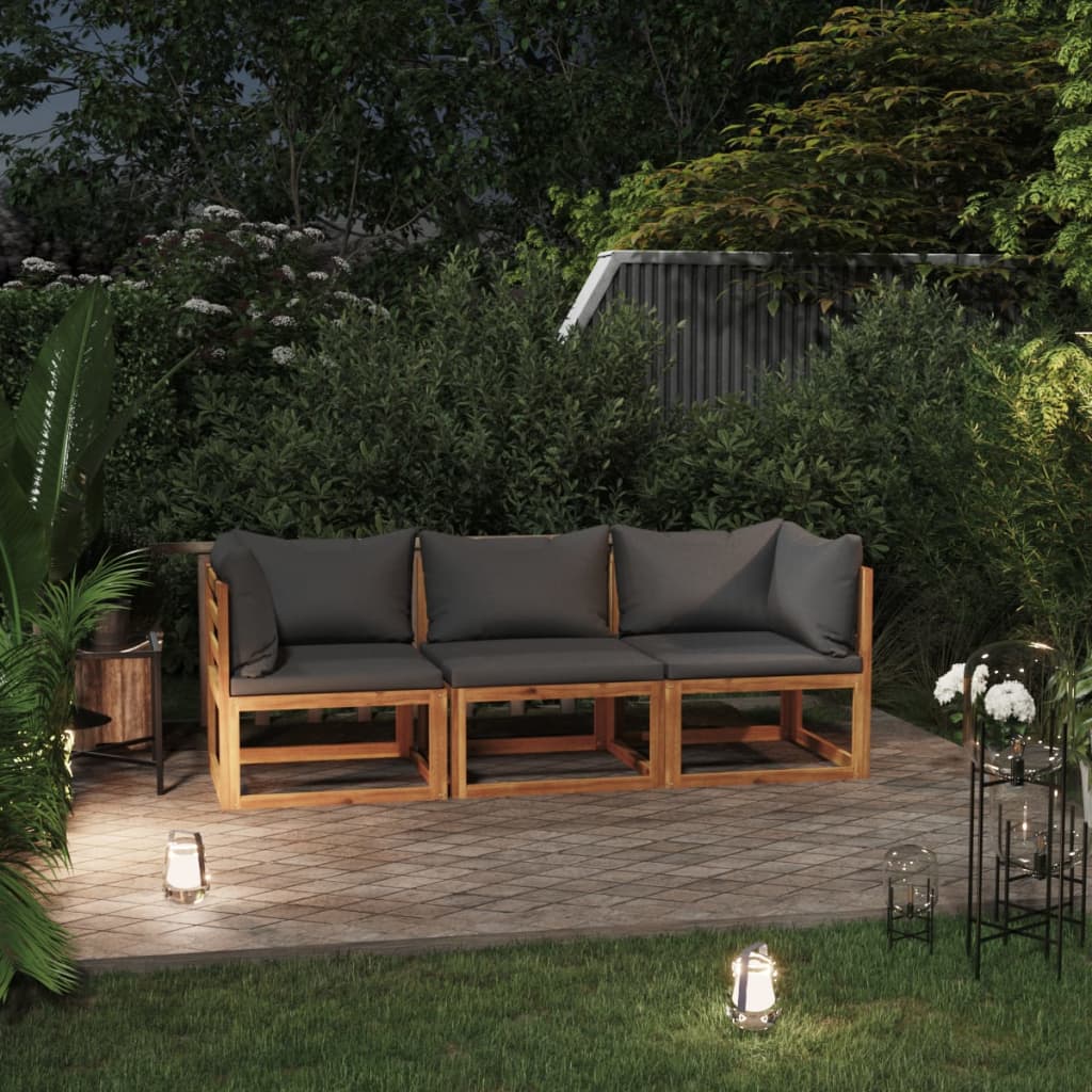 vidaXL 3-miestna záhradná pohovka s vankúšmi akáciový masív