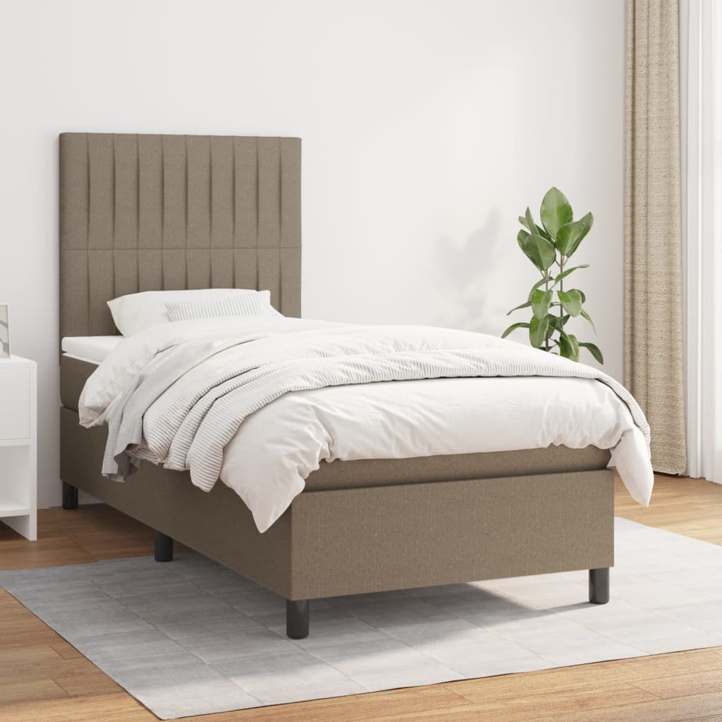 vidaXL Posteľný rám boxspring s matracom sivohnedý 90x190 cm látka