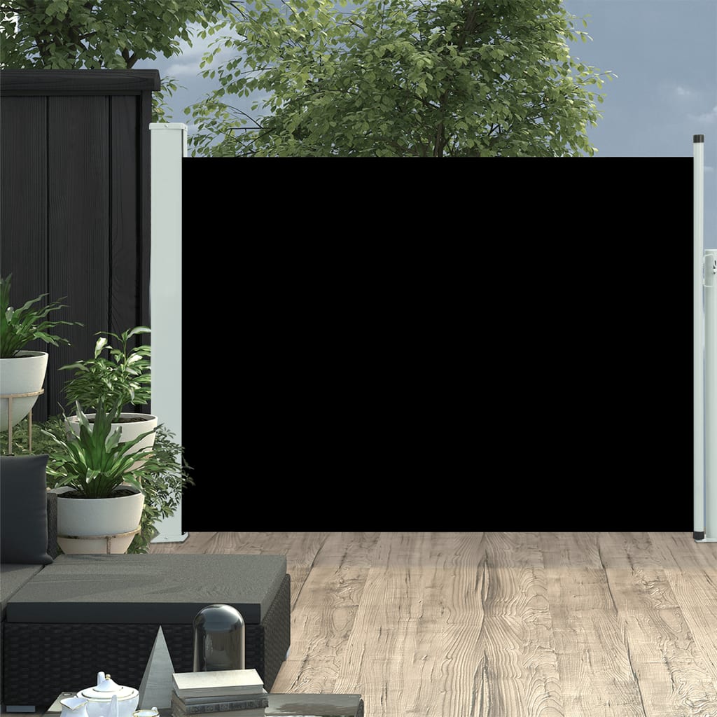 vidaXL Zaťahovacia bočná markíza na terasu 100x500 cm, čierna