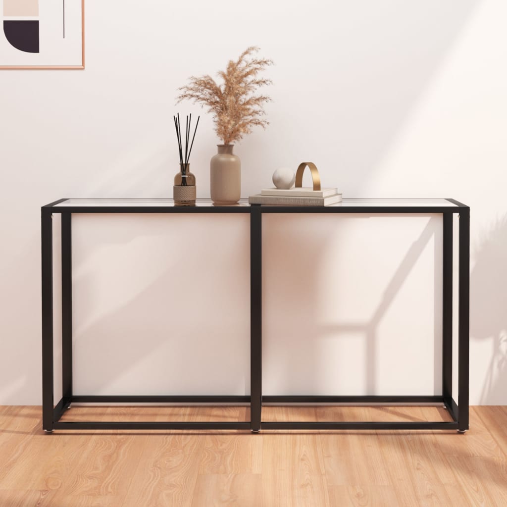 vidaXL Konzolový stolík priehľadný 140x35x75,5 cm tvrdené sklo