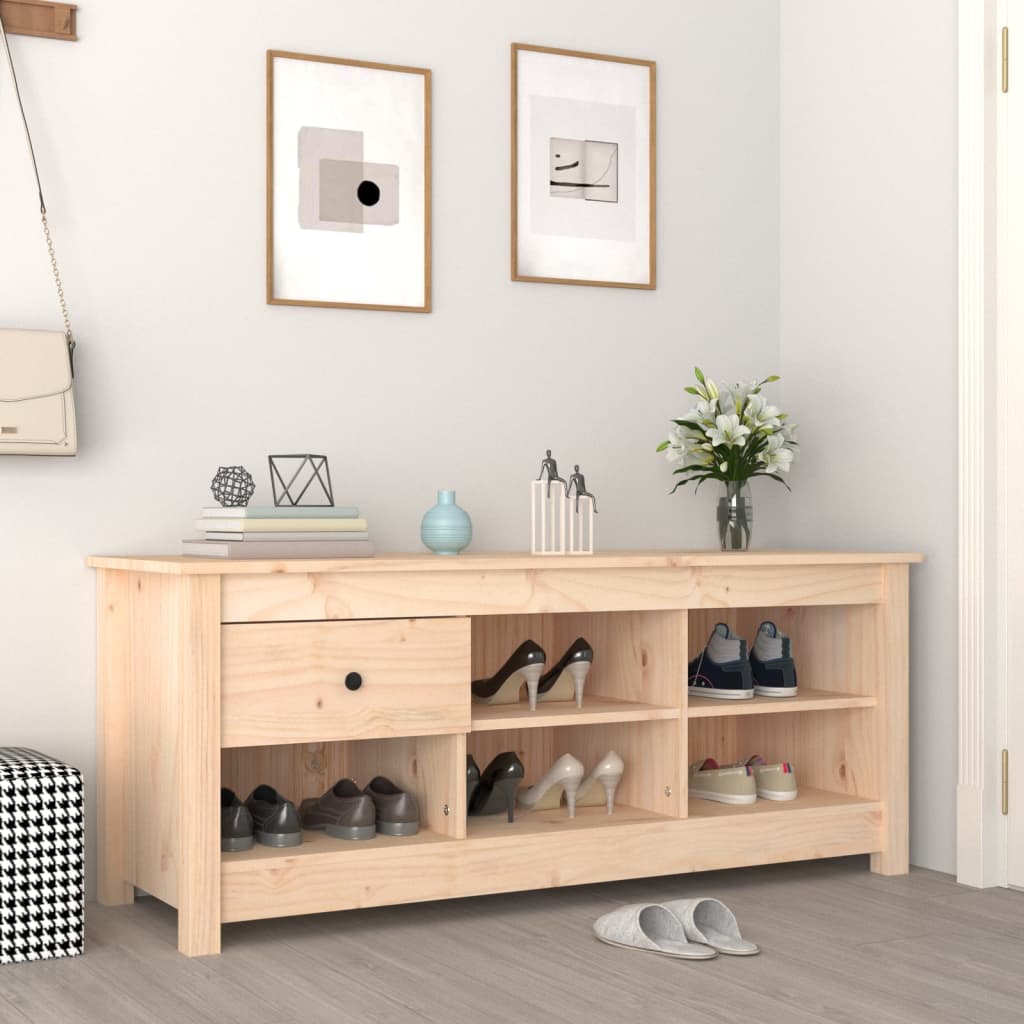 vidaXL Skrinka na topánky 110x38x45,5 cm masívna borovica