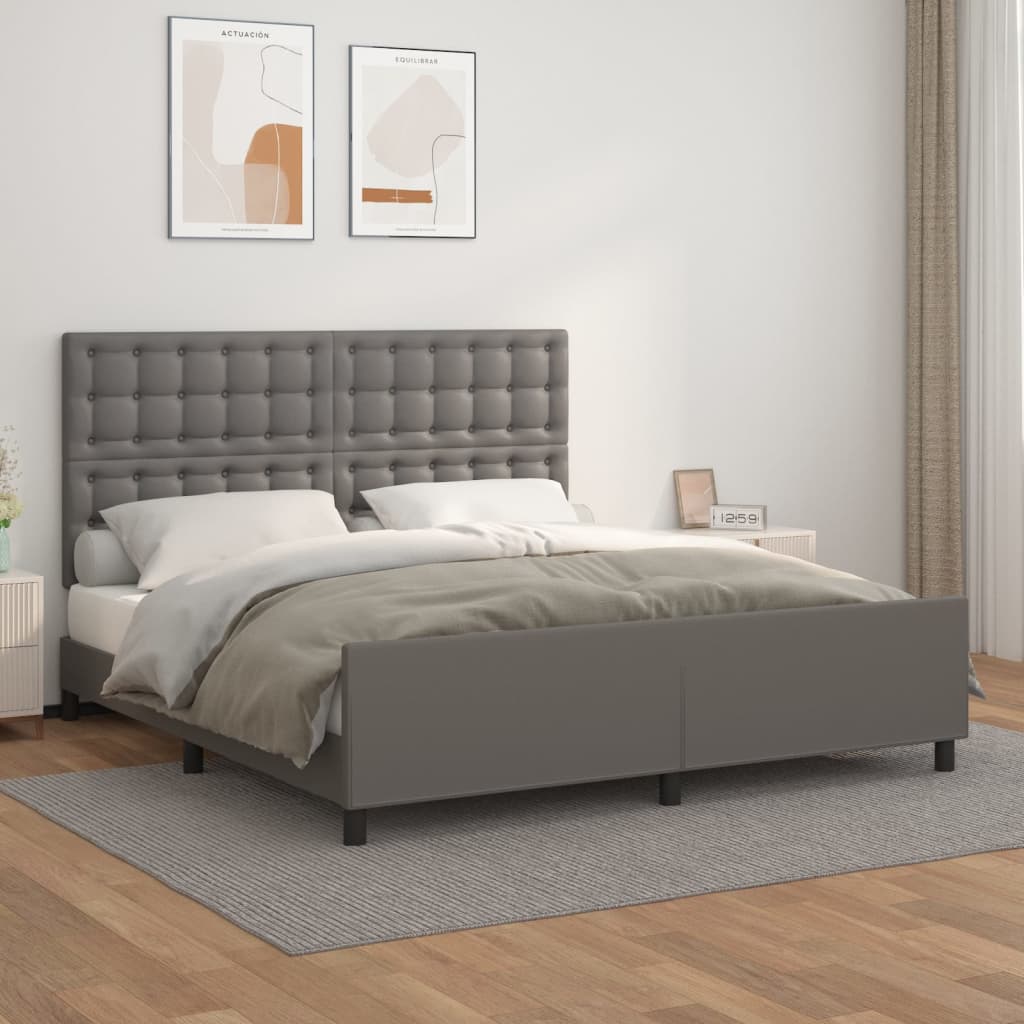 vidaXL Posteľný rám s čelom sivý 180x200 cm umelá koža