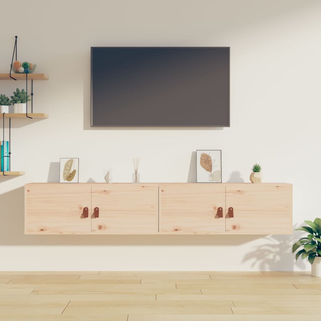vidaXL Nástenné skrinky 2 ks 80x30x30 cm masívna borovica