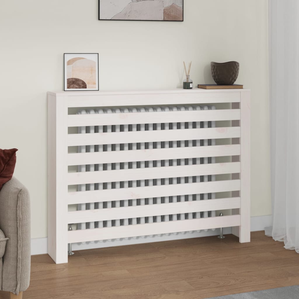 vidaXL Kryt na radiátor biely 108,5x19x84 cm masívna borovica