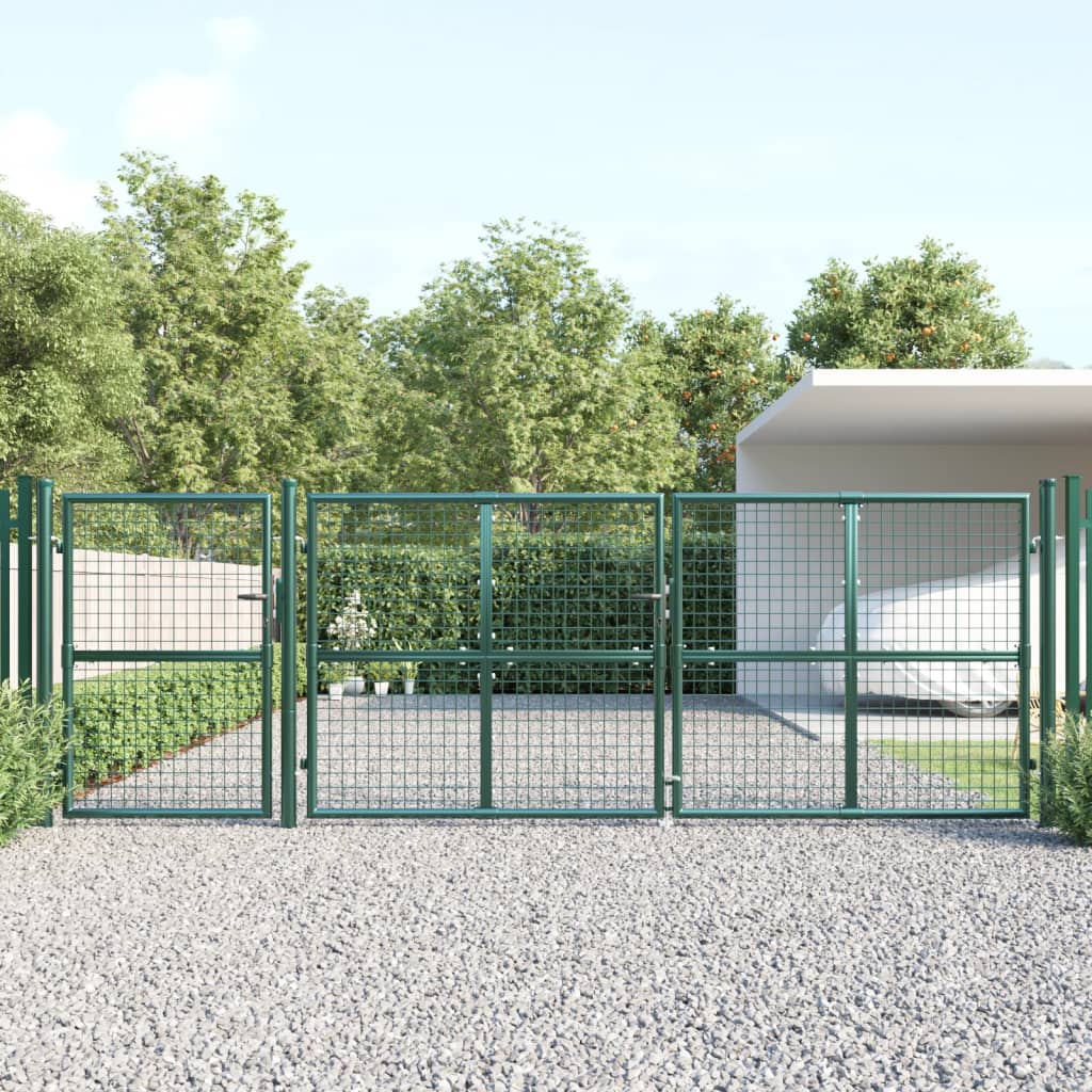 vidaXL Záhradná brána so sieťoviny zelená 400x175 cm pozinkovaná oceľ