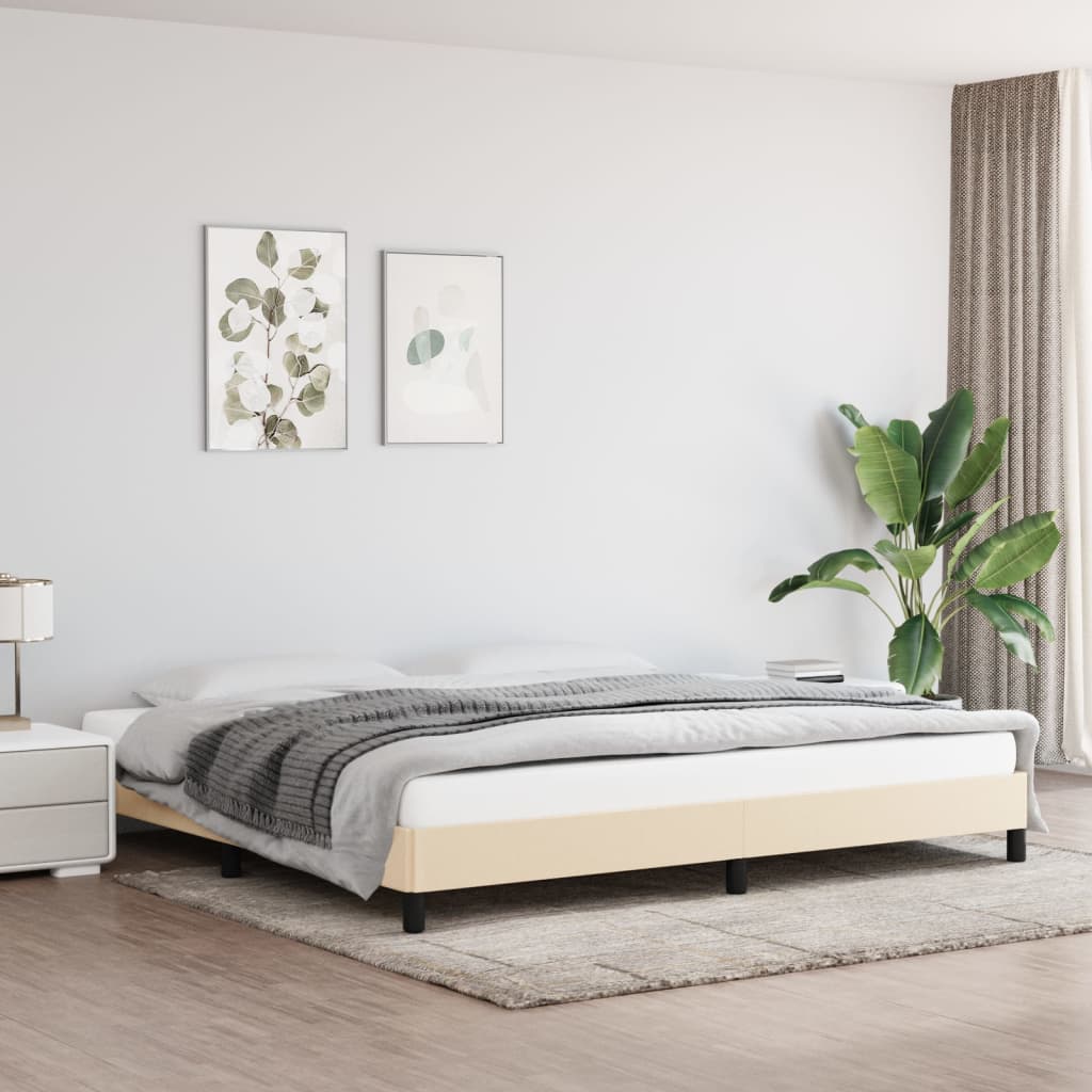 vidaXL Posteľný rám krémový 200x200 cm látka